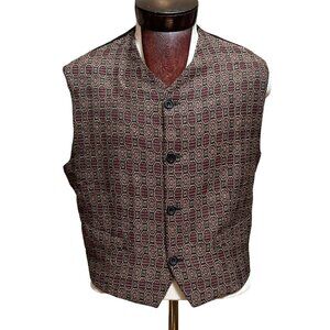 Structure Mens Vest Lg Vtg Italy Wool Blend Tapestry Sweater Academia Heritage